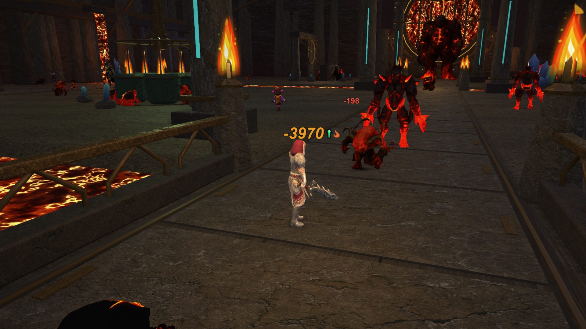 Action tower defense combat against lava demons in the infernal world